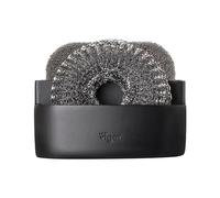 VIGAR - Porte-éponge dans l'évier - 12 x 9 x 8,5 cm - avec 2 Compartiments - pour Ranger l'éponge et Le récureur - Ne retient Pas Les odeurs - Couleur Noir