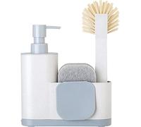 Vigar - Set évier 4 pièces - Distributeur, éponge, Brosse et spatule - 14,5 x 7 x 21 cm - ZeroLine - Matériaux durables - étroit - Gris
