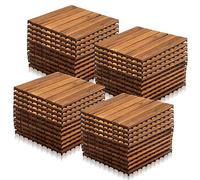 Vigevee Caillebotis Exterieur Lot de 44 Dalles en Bois de d'acacia 30x30 cm Carrelage Exterieur Terrasse Caillebotis Bois Pour patio,balcon, jardin, balcon 4 m²