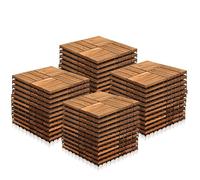 Vigevee Caillebotis Exterieur Lot de 44 Dalles en Bois de d'acacia 4 m² 30x30 cm Carrelage Exterieur Terrasse Caillebotis Bois pour Patio,Balcon, Jardin, Balcon