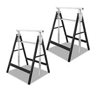 Vigevee Lot de 2 tréteaux pliants à 7 positions réglables en hauteur de 80 à 130 cm, capacité de charge 200 kg, tréteaux pliants, tréteau télescopique noir et argenté