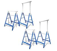 Vigevee Lot de 4 tréteaux d'échafaudage, tréteau de travail stable - Charge maximale : 200 kg - 7 positions réglables en hauteur de 80 à 130 cm - En métal - Bleu argenté