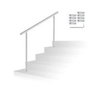 Vigevee Main courante escalier, Rampe d'escalier en acier inoxydable, Main courante en murale Garde-corps inoxydable pour escaliers, intérieur et extérieur, balcon (120 cm, 0 traverses)