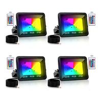 Vigevee Projecteurs LED RGB, 4pack 20W Spot led couleur à changement de couleur Télécommande 16 couleurs 4 modes, Fonction Mémoire, Imperméable IP66 Arbre Bar Fête (pas de prise) M8419-STAR4r