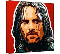 Viggo Mortensen Pop Art Impression sur toile Multicolore Fond rouge 30 x 30 x 2,5 cm