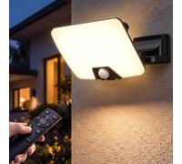 vighep Lampe d'extérieur avec détecteur de mouvement, télécommande, 3000 | Spot LED d'extérieur à intensité variable, rotation multi-angle, applique murale, lampe extérieure, IP65 étanche