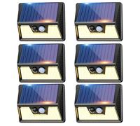 vighep Lampe Solaire Exterieur Detecteur de Movement, Lot de 6 Lumiere Solaire Exterieur, IP65 Étanche 3 Modes Spot Solaire, 270° Eclairage Exterieur Blanc Chaud Applique Murale pour Jardin, Garage