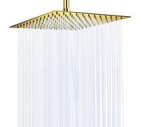 VIGIME Pommeau de douche à effet pluie carré haute pression en acier inoxydable 304 avec 144 jets en silicone pour une expérience de douche ultime (30,5 cm, or brossé)