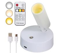 VIGMOJ Spots LED Sans fil avec Télécommande Intensité Variable Alimentation par Batterie avec Minuterie, Spot Rechargeable pour Cibles Murales et Plantes