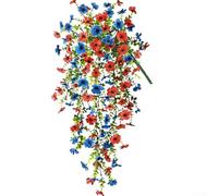 Vigne artificielle à suspendre de 75 cm avec fleurs de gloire du matin pour terrasse, jardin, mur, intérieur ou extérieur, toile de fond de mariage (bleu + rouge)