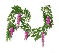 Vigne artificielle en rotin avec fleurs violettes, guirlande artificielle à suspendre pour maison, mariage, jardin, décoration intérieure et extérieure (violet rouge)