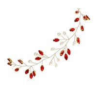 Vigne Capillaire Mariée en Perles et Cristaux, Rouge Élégante | Bijou Coiffure Simple et Chic, Métal Fin, Effet Décoratif, pour Dîner, Banquet et Cérémonie