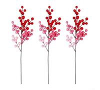 Vigne de baies rouges artificielles décoratives, 3 branches de 40 cm de long pour améliorer les espaces saisonniers et de décoration d'intérieur (B)