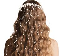 Vigne de cheveux avec perles blanches pour mariée, tendance et belle coiffe pour femme, fille, élégante et généreuse, pour les fêtes, les mariages et les occasions spéciales