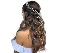 Vigne de cheveux en perles faite à la main pour mariée | Accessoires de cheveux élégants pour mariage, fête et festivals | Pour filles avec cheveux longs et ondulés