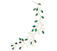 Vigne de Cheveux Vert de Mariage, en Cristaux et Perles, Femme | Accessoire Décoratif Simple et Élégant, Texture Fine, Confortable, pour Dîner et Bal de Promo