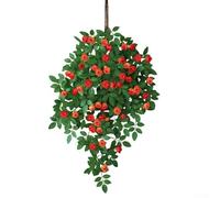 Vigne de roses artificielles décoratives avec tiges torsadées en rotin, plantes artificielles à suspendre résistantes aux UV pour la maison, la terrasse, un événement et un affichage mural (orange)