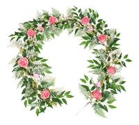 Vigne florale artificielle 175 cm/200 cm pour belle décoration d'intérieur et de mariage Fleurs en rotin synthétique (A)