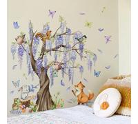 Vignes, Animaux, Lapins, Renards, Papillons, Stickers Muraux Pour Chambre D'Enfant De Maternelle 30 * 90cm*2pcs