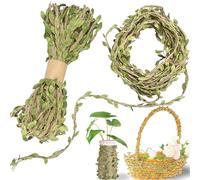 Vignes Artificielles,20 Mètres Feuilles de Lierre de Feuillage,Ficelle de Jute Naturel avec Feuille Artificielle Ruban en Feuille de Jute pour Décoration de Mariage,Maison,Jardin (2 Rouleaux)