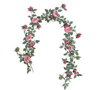 Vignes de roses simulées, fausses fleurs de vigne de roses,Guirlande de fleurs de décoration de maison réaliste - Feuilles de verdure de 1,8 m de long pour mariage, festivals, escaliers, décoration de