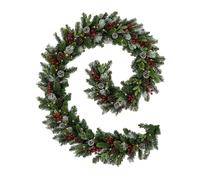 Vignes décoratives pour Halloween, Noël, décoration de Noël, 1,8 m | Branches de sapin artificielles, baies rouges et pommes de pin, alimentées par piles, flexibles pour cheminée, escalier