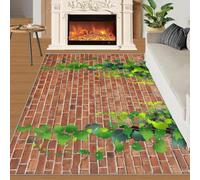 Vignes Vertes Tapis 60x90 cm Briques de Pierre Moquette Antiderapant à Poils Courts Tapis 3D Lavable en Machine Convient aux EntréEs Couloirs et Portes d'Entrée b-538