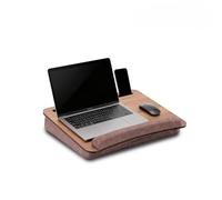 Vigo Wood Support d'Ordinateur Portable avec Coussin et Repose-Poignet, Table de Lit Portable pour Home Office avec Emplacement pour Tablette & Téléphone (Noyer-Marron)