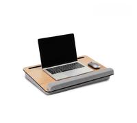 Vigo Wood Support d'Ordinateur Portable avec Coussin, Table de Lit Portable pour Home Office Jusqu'à 17,3 Pouces avec Emplacement pour Tablette & Téléphone (Chêne-Gris)