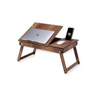 Vigo Wood Support pour Ordinateur Portable avec Inclinaison Réglable, Pieds Pliables et Espace de Rangement, Table de Lecture et Bureau de Travail (Noyer)