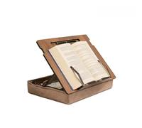 Vigo Wood Table de Lecture sur Genoux avec Coussin, Support de Lecture à Inclinaison Réglable avec Compartiment de Rangement (Noyer)
