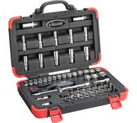 VIGOR 1/2'STECKSCHLESSETZ SUPERFLACH 24 TLG, Longueur:nv, Version:61-tlg, Entraînement:Carré 10 mm (3/8 pouce)