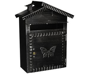 Vigor Blinky 27340-20 Boîte aux lettres en fer forgé patiné en forme de maisonnette 22 x 12 x 35 cm