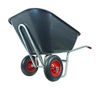 Vigor Brouette avec 2 roues, caisse noire en plastique, capacité 240 lt