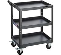 VIGOR Chariot de service V4758, construction robuste en tôle d'acier, 763 x 443 x 843 mm, plateau réglable en hauteur, capacité de charge 120 kg, roues avec roulements à billes pour un déplacement facile'.