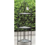 Vigor Étagère Fer forgé Noir d'angle 3 étages