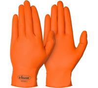 ViGOR Gants nitrile V6436-L Pack de 100 I excellente adhérence, antidérapant même en présence d'huile, de graisse, de produits chimiques et de saleté I Gants pour écran tactile I Orange, taille 9