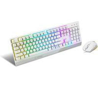 Vigor Gk30 Combo Clavier De Jeu Blanc (Disposition Britannique) + Ensemble Souris De Jeu ¿ Commutateurs Mécaniques,Clavier D'Éclairage Rvb 6 Zones,Souris D'Éclairage Rvb Double Zone,Capteur