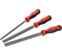 VIGOR Jeu de limes à bois V1886/3, 3 pièces, plat, demi-rond, rond, taille 2, poignées ergonomiques, pour des travaux précis sur bois en atelier, artisanat, industrie