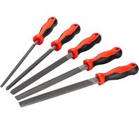 VIGOR Jeu de limes d'atelier V1786/5, 5 pièces, plat, demi-rond, rond, triangulaire, carré, taille 2, manche ergonomique, pour atelier, industrie, artisanat