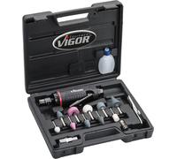 Vigor V6906 Mini kit de ponceuse à onglets 3-6 mm Vitesse de rotation par minute: 25000 Puissance : 185 W Poids : 0,31 kg Noir/rouge
