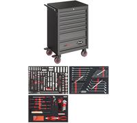 ViGOR servante d'atelier Series M avec assortiment de 256 pièces V2379N, 7 tiroirs, tapis mousse, capacité de charge 400 kg, avec pinces, tournevis,verrouillable, 681 x 460 x 1016 mm'.