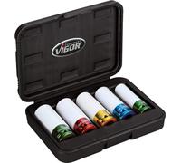 ViGOR V2257 Jeu de douilles à choc I Entraînement carré 1/2 pouce, ouverture de clé 17-21 mm, avec douille en plastique I Montage de roue ménageant le matériau des pneus avec jantes en aluminium