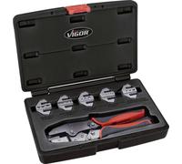Vigor V2499 Set d'outils de sertissage 6 pièces pour cosses isolées, pour cosses fermées non-isolées, pour cosses ouvertes