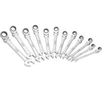 VIGOR V2818 Jeu de clés à cliquet combinées avec charnière ∙Profil hexagonal extérieur, Profil hexagonal double extérieur ∙ 8 - 19 ∙ Nombre d'outils : 12