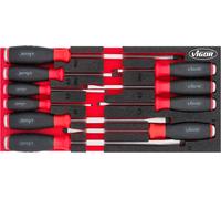 VIGOR V5068 Jeu de tournevis à tête taraudante ∙Profil fendu, profil Phillips (PH) ∙ 0.6 x 3.5 - 2 x 12 - PH1 - PH3 ∙ Nombre d'outils : 10