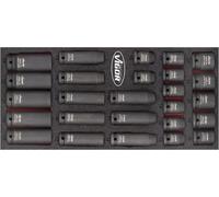 VIGOR V5602 Jeu de clés à douilles à chocs ∙Carré creux 1/2 pouce (12,5 mm) ∙ Profil hexagonal externe ∙ 10 - 24 ∙ Nombre d'outils : 26