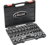 VIGOR V6018 Jeu de clés à douilles avec denture intérieure (XZN) ∙Carré creux 3/8 pouces (10 mm) ∙ Profil avec denture intérieure XZN ∙ M5 - M16 ∙ Nombre d'outils : 26