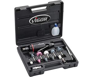 Vigor V6906 Mini kit de ponceuse à onglets 3-6 mm Vitesse de rotation par minute: 25000 Puissance : 185 W Poids : 0,31 kg Noir/rouge