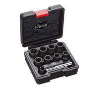 VIGOR VIGOR Jeu d'extracteurs à rainure hélicoïdale 12,5 mm (1/2 pouce) carré creux, 10 pièces V2404 Quantité:1